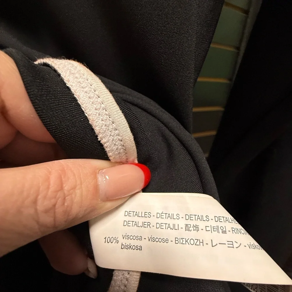 ZARA Black Midi Dress Ruffle Slit Asymmetrical Medium - Picture 4 of 5